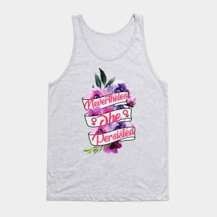 Nevertheless She Persisted Feminist Floral Ribbon Tank Top